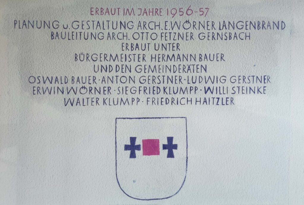 Einweihungstafel 1957