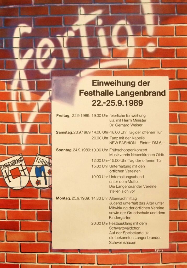 Programm Einweihung Festhalle 1989