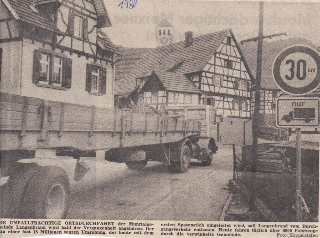 Artikel zur Ortsdurchfahrt 1980