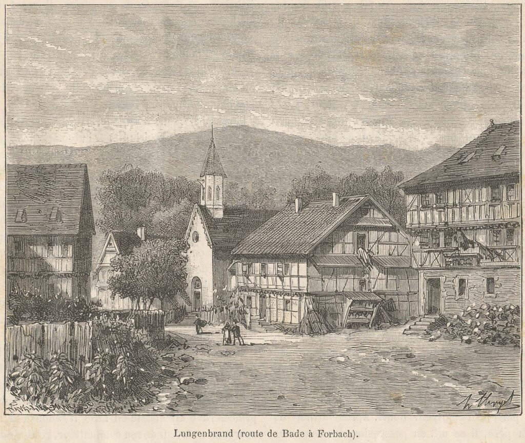 Künstlerische Darstellung der alten Kirche um 1885